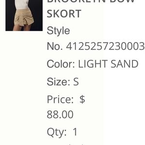 Anthropologie Light Sand Skort